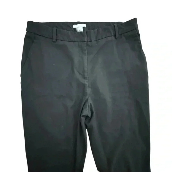 Black Ankle Length Straight Leg Stretch Pants Size 6 Small High Waisted Work - Picture 14 of 15